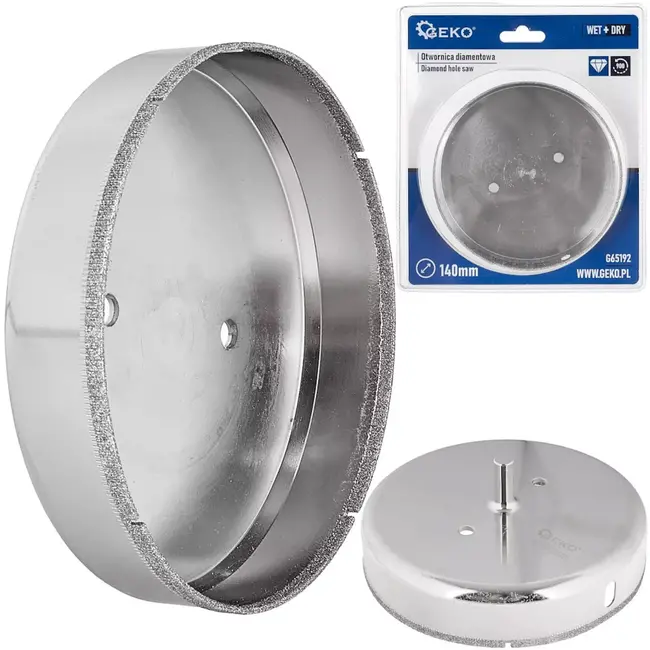 GEKO Kroonboor - diamant - precisieboren - 140 mm - zilvergrijs - voor gres, keramiek, tegels, marmer en natuursteen - geschikt voor nat en droog boren