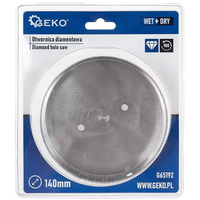 GEKO Kroonboor - diamant - precisieboren - 140 mm - zilvergrijs - voor gres, keramiek, tegels, marmer en natuursteen - geschikt voor nat en droog boren