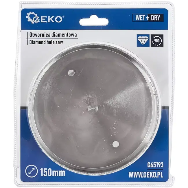 GEKO Tegelkroonboor - diamant - 150 mm - droog en nat boren - cilindrische schacht - metaalkleur - voor porseleingres, keramiek, marmer, natuursteen