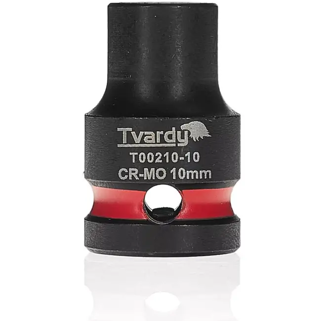 Tvardy Slagdop zeskant 10 mm kort model – chroom-molybdeenstaal – aandrijving 12,7 mm – zwart – slagvast voor slagmoersleutel – auto en industrie