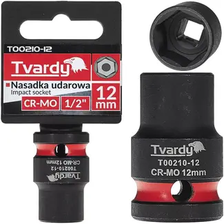 Tvardy Slagdop kort zeskant 12 mm - chroom-molybdeenstaal - aandrijfvierkant 12,7 mm - zwart - voor slagmoersleutel, auto- en industriewerk