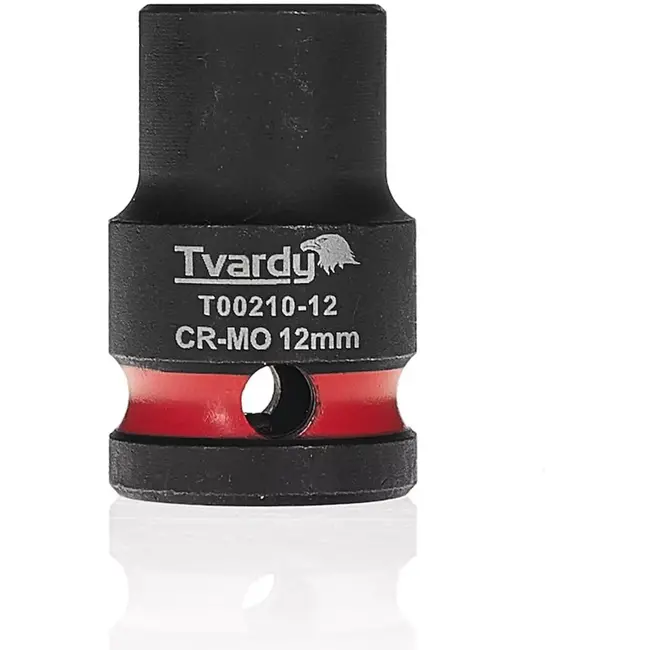 Tvardy Slagdop kort zeskant 12 mm - chroom-molybdeenstaal - aandrijfvierkant 12,7 mm - zwart - voor slagmoersleutel, auto- en industriewerk