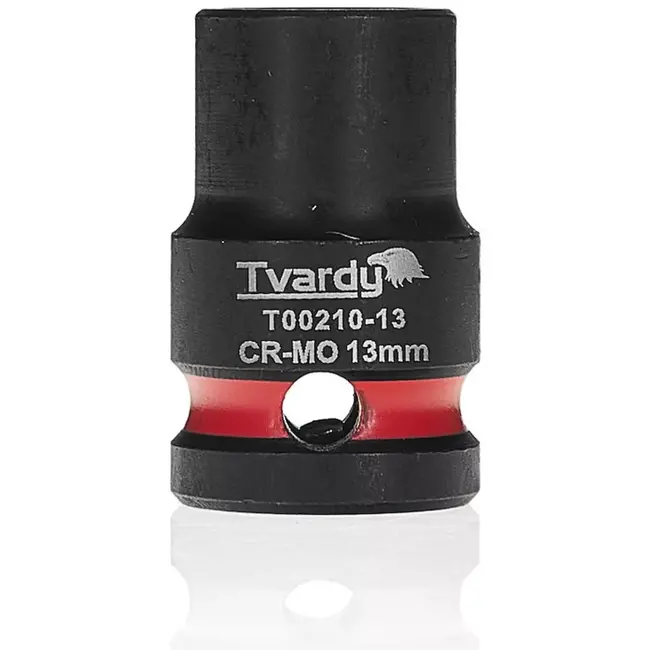 Tvardy Slagdop kort zeskant 13 mm - chroom-molybdeenstaal - 12,7 mm aandrijfvierkant - zwart - voor slagsleutels en auto-, bouw- en industrietoepassingen