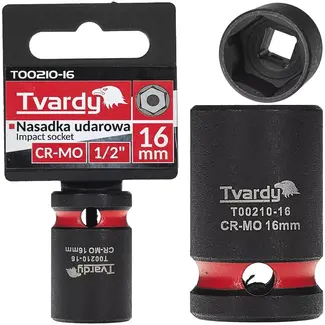 Tvardy slagdop zeskant kort 16 mm - chroom-molybdeenstaal - aandrijving 12,7 mm - voor slagsleutels - auto en industrie - zwart