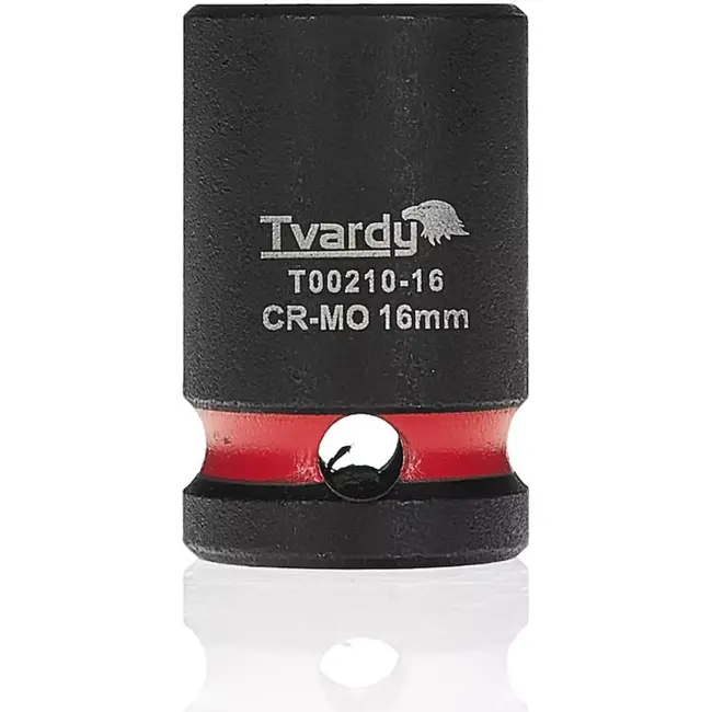 Tvardy slagdop zeskant kort 16 mm - chroom-molybdeenstaal - aandrijving 12,7 mm - voor slagsleutels - auto en industrie - zwart