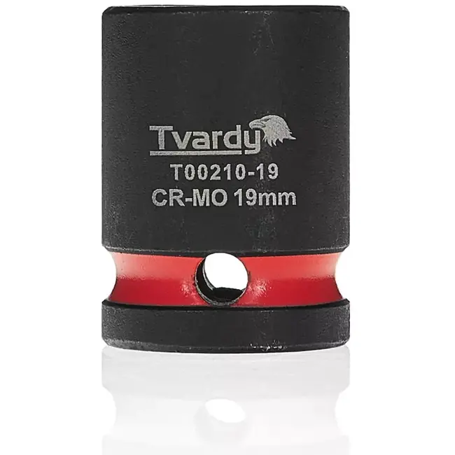 Tvardy Slagdop kort zeskant 19 mm - chroom-molybdeenstaal - aandrijving 12,7 mm - zwart - voor zwaar los- en vastdraaien met slagmoersleutel