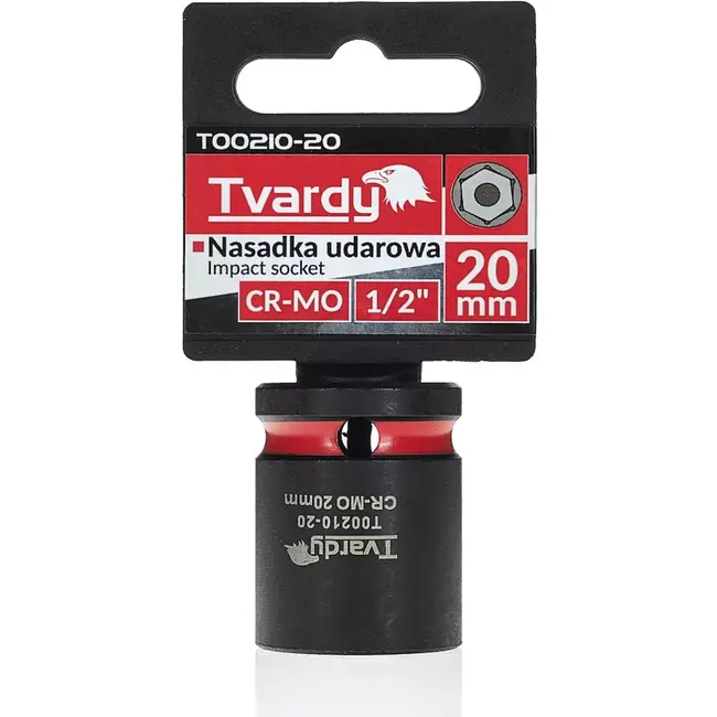 Tvardy Slagdop kort 6-kant 20 mm - chroom-molybdeenstaal - 12,7 mm vierkantaandrijving - zwart - voor slagmoersleutel in auto- en industriewerk