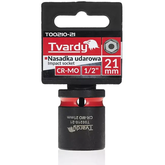 Tvardy Slagdop kort 21 mm zeskant - chroom-molybdeenstaal - aandrijfvierkant 12,5 mm - voor slagsleutels - zwart - auto, werkplaats en industrie