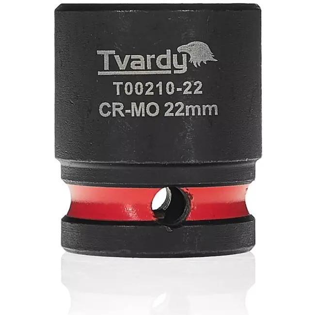 Tvardy Slagdop zeskant 22 mm - chroom-molybdeen staal - slagvast, korte uitvoering - vierkante opname 12,7 mm - zwart - voor auto, industrie en bouw