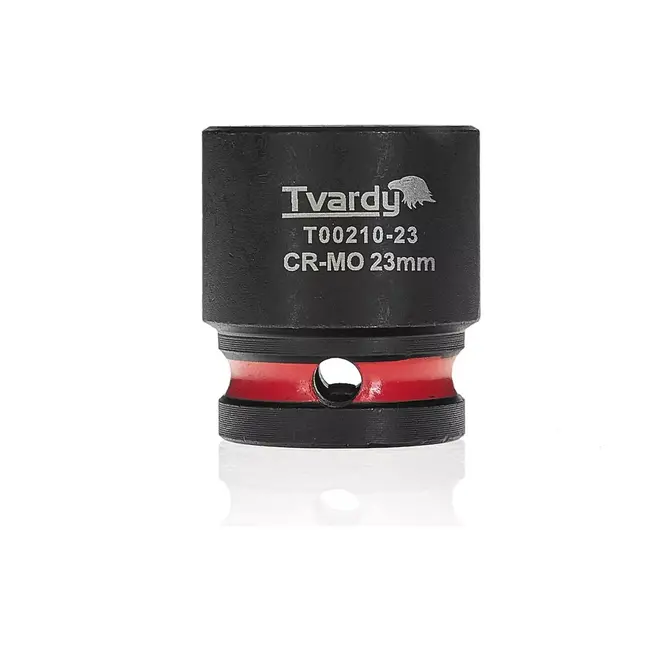 Tvardy Slagdop zeskant 23 mm kort model - chroom-molybdeenstaal - aandrijfvierkant 12,7 mm - zwart - voor slagmoersleutels auto en industriele montage