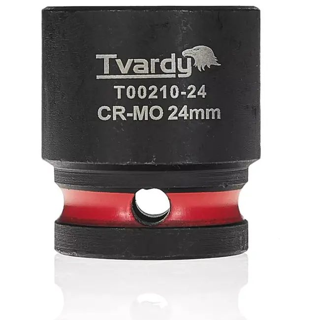 Tvardy slagdop zeskant 24 mm - chroom-molybdeenstaal - kort model met 12,7 mm vierkante opname - zwart - voor slagmoersleutels, auto en industrie