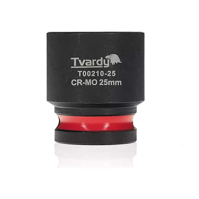 Tvardy slagdop kort 25 mm zeskant - chroom-molybdeenstaal - aandrijving 12,7 mm - zwart - voor slagmoersleutel, auto en industrie