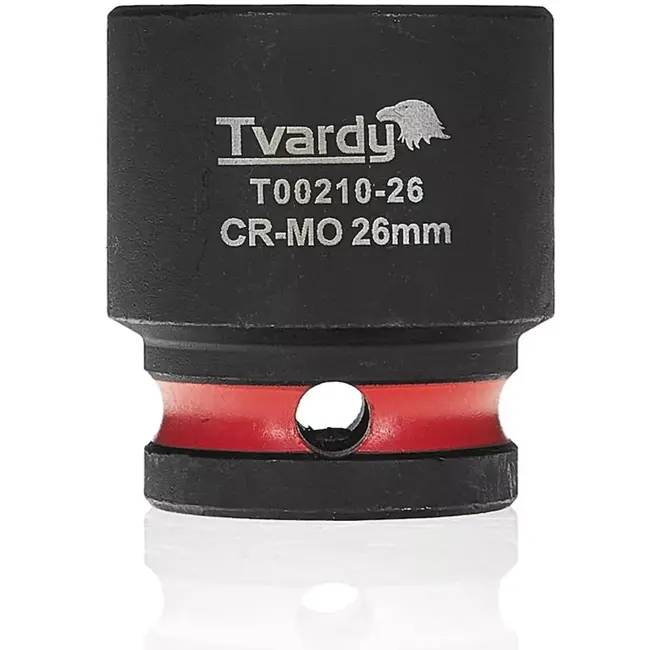 Tvardy Slagdop kort zeskant 26 mm – chroom-molybdeen staal – 12,7 mm vierkant opname – zwart – voor slagsleutel, autowerkplaats en industrieel montagewerk