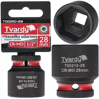 Tvardy slagdop zeskant 28 mm – chroom-molybdeenstaal – slagvast, korte uitvoering – aandrijfvierkant 12,7 mm – zwart – voor slagmoersleutel, auto en industrie