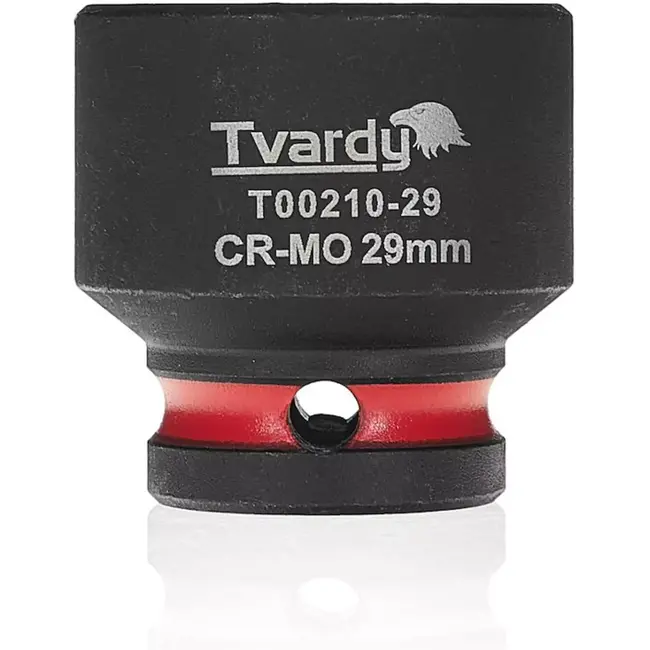 Tvardy Slagdop zeskant kort - chroom-molybdeenstaal - 29 mm dopmaat - 12,7 mm vierkante aansluiting - zwart - voor slagmoersleutel, auto- en industriewerk