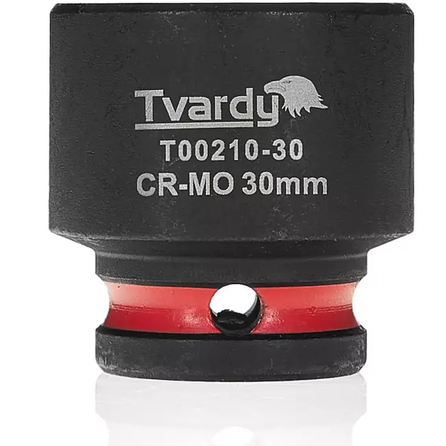 Tvardy slagdop - chroom-molybdeenstaal - kort model zeskant - 30 mm - zwart - aansluiting 12,7 mm - voor slagmoersleutel, autowerkplaats en industrieel gebruik