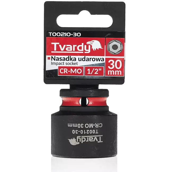 Tvardy slagdop - chroom-molybdeenstaal - kort model zeskant - 30 mm - zwart - aansluiting 12,7 mm - voor slagmoersleutel, autowerkplaats en industrieel gebruik