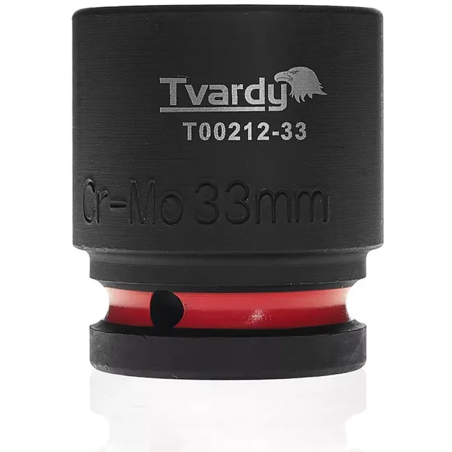 Tvardy Slagdop zeskant 33 mm korte uitvoering - chroom-molybdeenstaal - aandrijving 19 mm - zwart - voor slagsleutels en zware montage in autowerkplaats en industrie