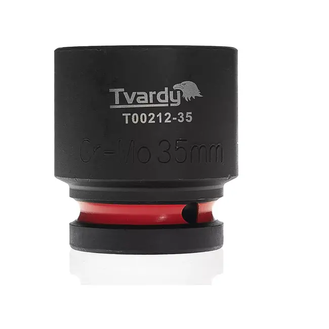 Tvardy Slagdop zeskant kort 35 mm - chroom-molybdeenstaal - aansluiting 19 mm vierkant - zwart - voor slagmoersleutels in werkplaats en industrie