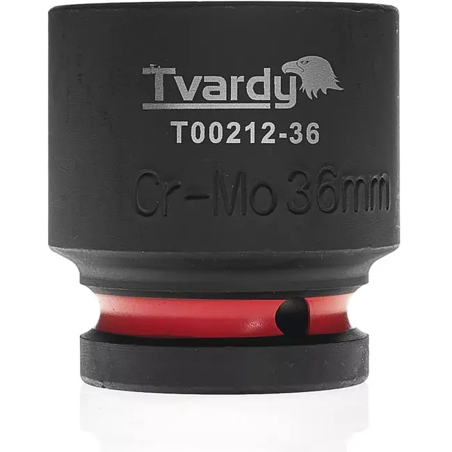 Tvardy Slagdop zeskant 36 mm - chroom-molybdeenstaal - korte uitvoering, aandrijving 19 mm - zwart - voor slagmoersleutel, auto- en industriewerk