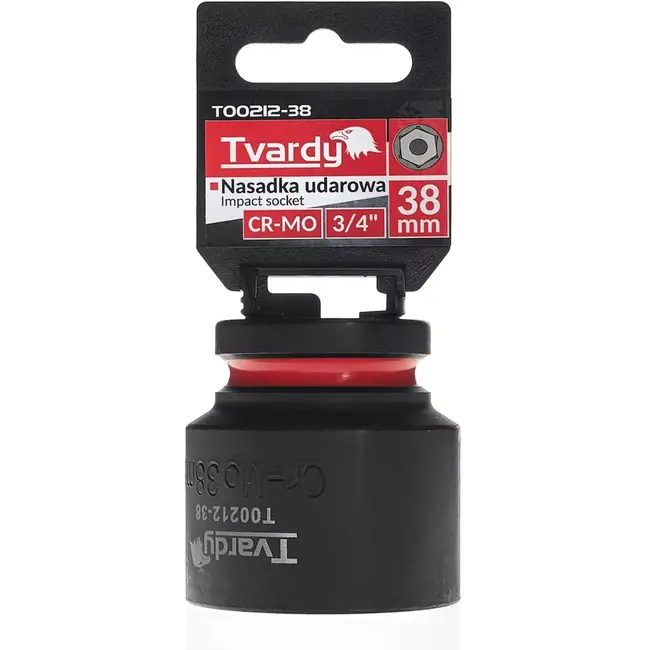 Tvardy Slagdop zeskant kort 38 mm - chroom-molybdeenstaal - 19 mm vierkante opname - zwart - voor slagmoersleutel, auto- en industriewerkplaats