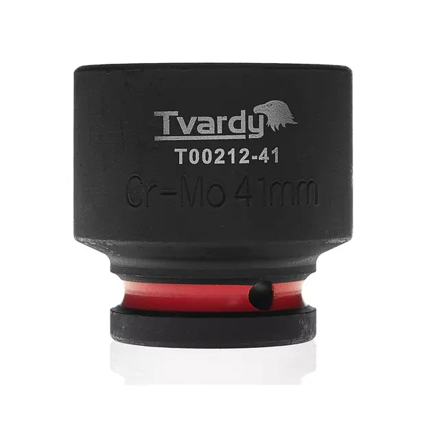 Tvardy slagdop zeskant kort – chroom-molybdeenstaal – 41 mm – aandrijving 19 mm vierkant – zwart – voor slagmoersleutel, werkplaats, industrie en bouw