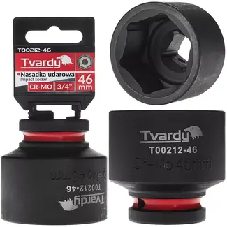 Tvardy Slagdop zeskant 46 mm - chroom-molybdeenstaal - korte uitvoering - aansluiting vierkant 19,05 mm - zwart - voor slagmoersleutel - werkplaats en industrie