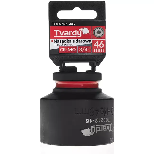 Tvardy Slagdop zeskant 46 mm - chroom-molybdeenstaal - korte uitvoering - aansluiting vierkant 19,05 mm - zwart - voor slagmoersleutel - werkplaats en industrie