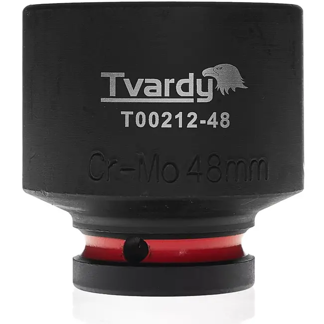 Tvardy Slagmoerdop zeskant kort - chroom-molybdeenstaal - voor zwaar gebruik met slagmoersleutel - 48 mm dop, 19 mm vierkante opname - zwart - auto- en industriewerk
