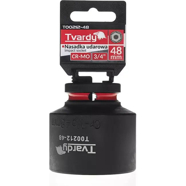 Tvardy Slagmoerdop zeskant kort - chroom-molybdeenstaal - voor zwaar gebruik met slagmoersleutel - 48 mm dop, 19 mm vierkante opname - zwart - auto- en industriewerk