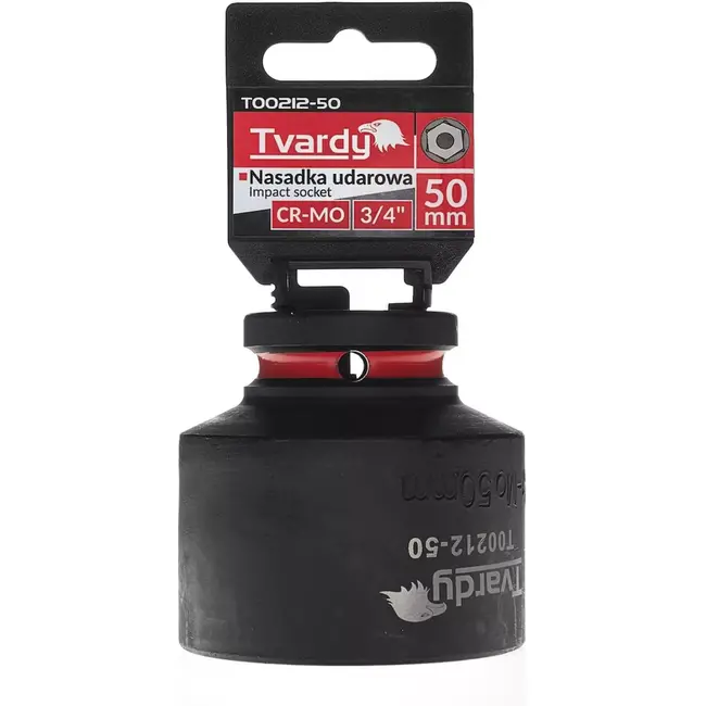 Tvardy slagdop zeskant kort model 50 mm - chroom-molybdeenstaal - voor 19 mm vierkant - zwart - voor slagmoersleutel en zwaar werk in werkplaats en industrie