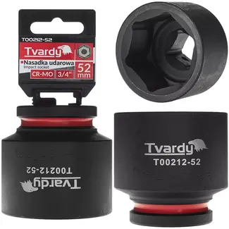 Tvardy Slagdop kort zeskant 52 mm - chroom-molybdeenstaal - aansluiting vierkant 19 mm - voor slagmoersleutel, autowerkplaats en industrie