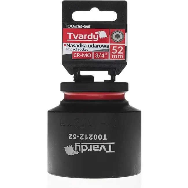 Tvardy Slagdop kort zeskant 52 mm - chroom-molybdeenstaal - aansluiting vierkant 19 mm - voor slagmoersleutel, autowerkplaats en industrie