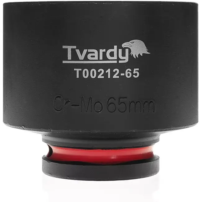 Tvardy Slagdop kort zeskant 65 mm – chroom-molybdeenstaal – 19 mm vierkantaandrijving – zwart – voor slagmoersleutels in autowerkplaatsen, industrie en bouwmontage