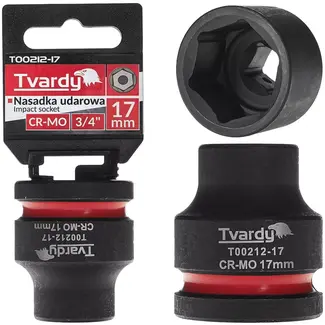 Tvardy Slagdop zeskant 17 mm korte uitvoering - chroom-molybdeenstaal - voor slagsleutel zware belasting - aandrijfvierkant 19 mm - zwart - auto en industrie