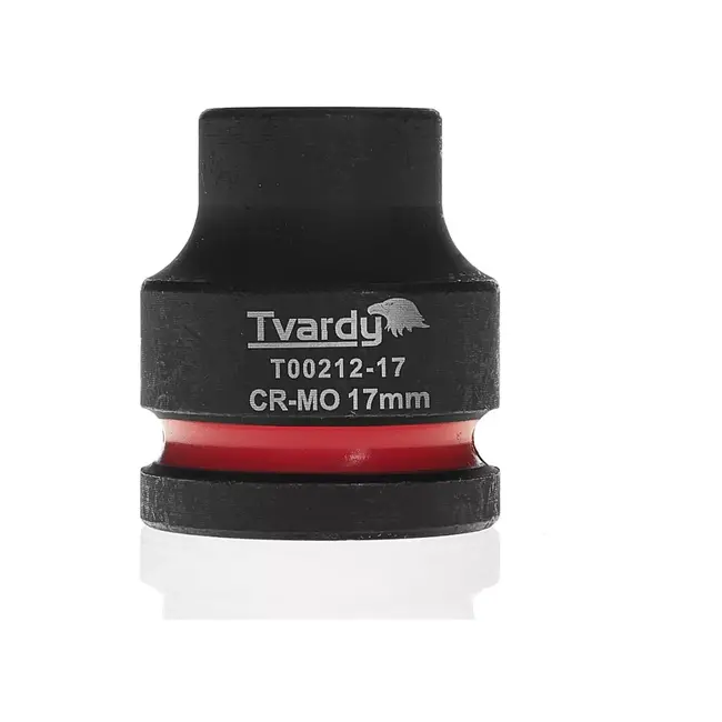 Tvardy Slagdop zeskant 17 mm korte uitvoering - chroom-molybdeenstaal - voor slagsleutel zware belasting - aandrijfvierkant 19 mm - zwart - auto en industrie