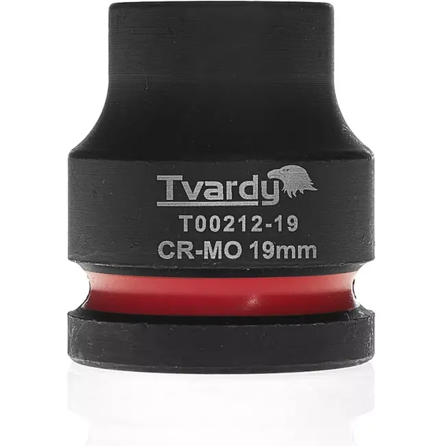 Tvardy Professionele slagdop kort 19 mm zeskant - chroom-molybdeenstaal - 19 mm vierkante aandrijving - zwart - voor slagmoersleutel, werkplaats, bouw en industrie