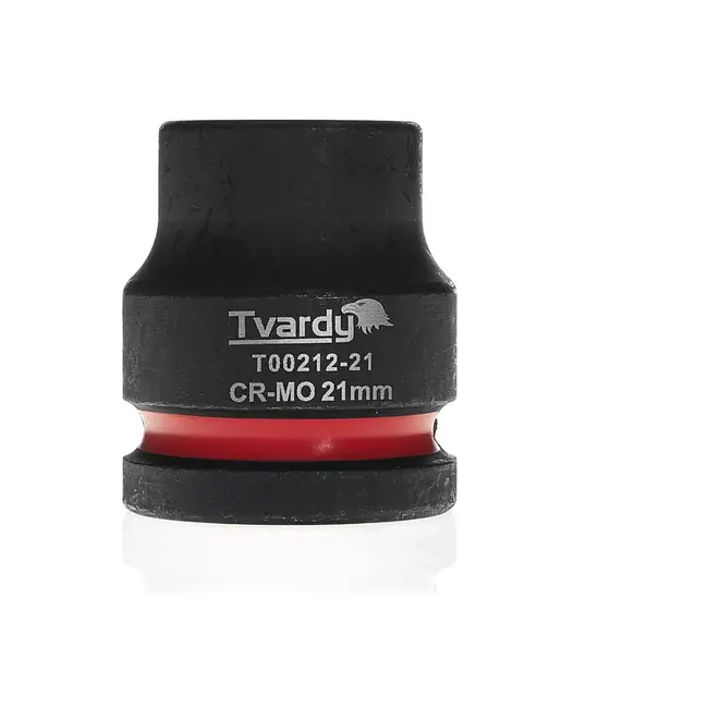 Tvardy Slagdop zeskant kort - chroom-molybdeenstaal - 21 mm dop, aandrijfvierkant 19 mm - zwart - voor slagmoersleutel, auto-industrie en werkplaats