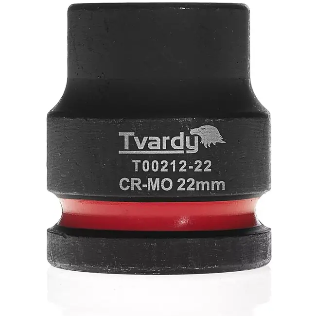 Tvardy slagdop kort 22 mm zeskant - chroom-molybdeenstaal - aandrijving 19 mm vierkant - zwart - voor slagmoersleutels, auto en industrie