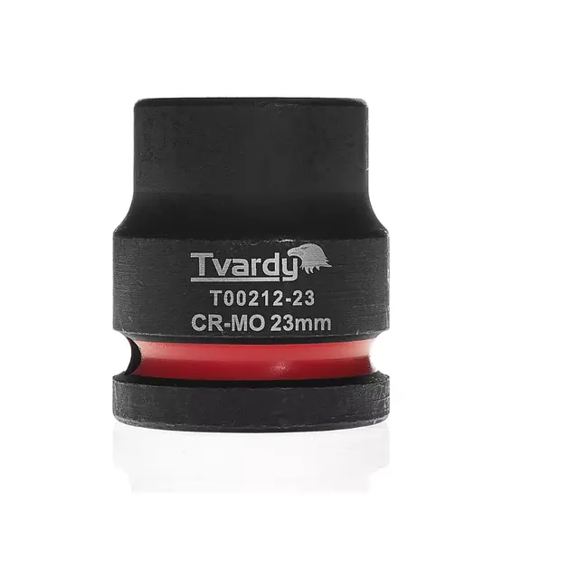 Tvardy slagdop kort 23 mm zeskant - chroom-molybdeen staal - vierkante opname 19,05 mm - voor slagmoersleutel - auto en industrieel gebruik - zwart