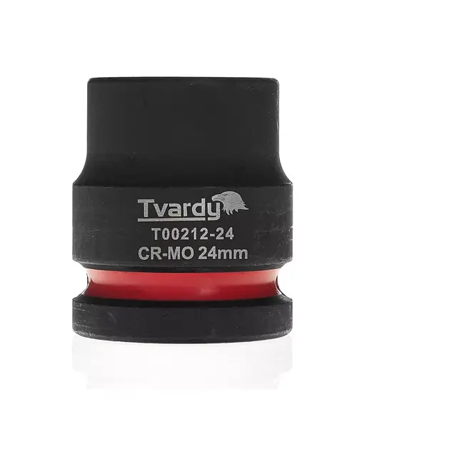 Tvardy slagdop zeskant 24 mm kort – chroom-molybdeenstaal – aansluiting 19 mm – zwart – voor slagmoersleutels, auto en industrie