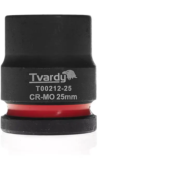 Tvardy Slagdop kort 25 mm zeskant, aansluiting 19 mm vierkant - chroom-molybdeenstaal (Cr-Mo) - zwart - voor slagmoersleutel - autowerkplaats, industrie en montage