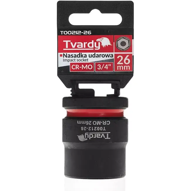 Tvardy Slagdop zeskant kort 26 mm – chroom-molybdeenstaal – aandrijving 19 mm – voor slagmoersleutel – autowerkplaats en industrie