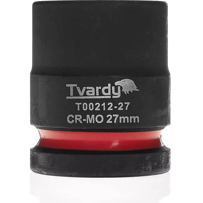 Tvardy Zeskant slagdop kort 27 mm - chroom-molybdeen staal - zwart - 19 mm vierkante aandrijving - voor slagmoersleutel in auto- en industriewerkplaatsen