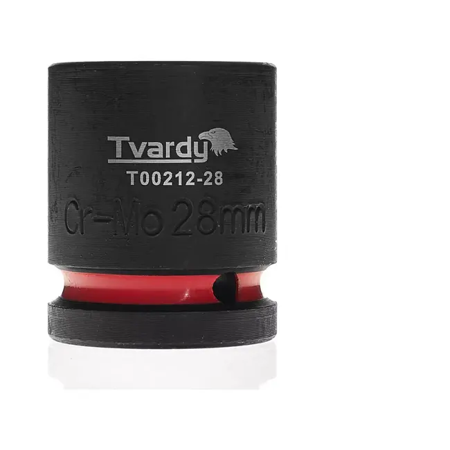 Tvardy Slagdop zeskant kort 28 mm – chroom-molybdeenstaal – vierkante aansluiting 19 mm – zwart – voor krachtig los- en vastdraaien in werkplaats en industrie