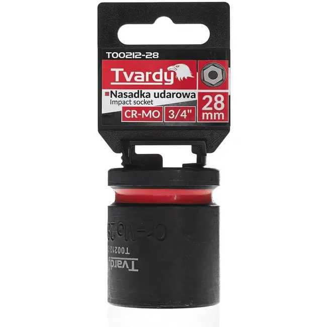 Tvardy Slagdop zeskant kort 28 mm – chroom-molybdeenstaal – vierkante aansluiting 19 mm – zwart – voor krachtig los- en vastdraaien in werkplaats en industrie