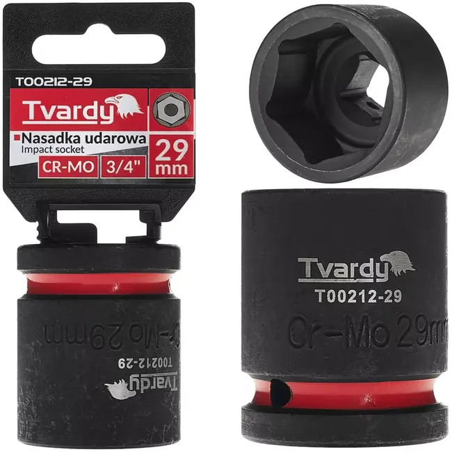 Tvardy slagdop kort zeskant 29 mm - chroom-molybdeenstaal - aandrijfvierkant 19,05 mm - slagvast - voor slagmoersleutels, auto en industrie