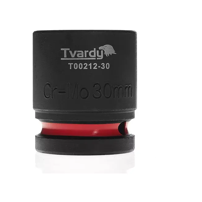 Tvardy Slagdop 6-kant 30 mm - chroom-molybdeen steel - kort model - 19 mm vierkantaansluiting - zwart - voor slagsleutels, auto- en industriewerk