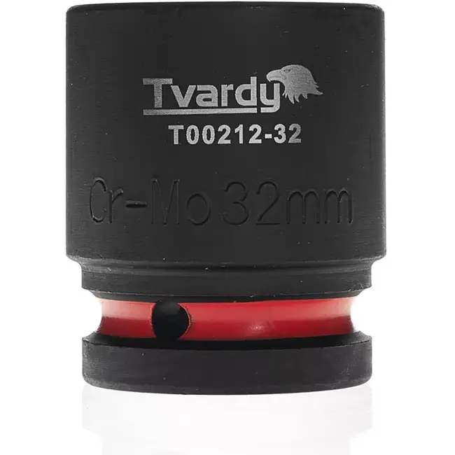 Tvardy Slagdop kort zeskant 32 mm - chroom-molybdeenstaal - aandrijving vierkant 19 mm - zwart - voor slagmoersleutel - auto, industrie en bouw