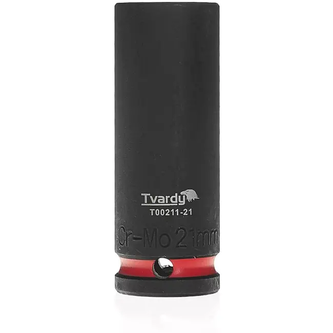 Tvardy Lange slagdop zeskant 21 mm – chroom-molybdeenstaal – 12,7 mm aandrijfvierkant – zwart – voor slagmoersleutel, auto en industrie